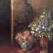 peacock and wild flowers